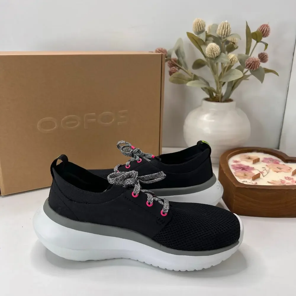 OOFOS OOmy Stride Recovery Sneakers White/Black Style 5077 Women's 5 Athleisure